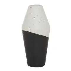 Black Ceramic Contemporary Vase, 12" x 6" x 6"