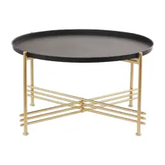 33" Gold & Black Metal Modern Coffee Table
