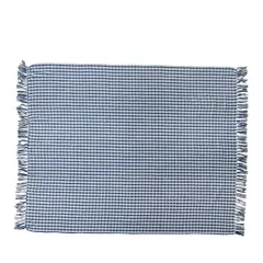 Hello Honey&reg; Gingham Woven Recycled Cotton Blend Throw Blanket with Fringe Blue/White