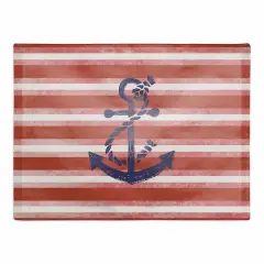18" Red Stripes & Anchor Poly Twill Placemat