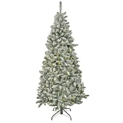 7.5ft. Pre-Lit Snowy Chatham Slim Artificial Christmas Tree, Dual Color&reg; LED Lights
