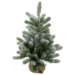 2ft. Pre-Lit Frosted Pine Artificial Christmas Tree in Burlap Pot, Warm White Lights