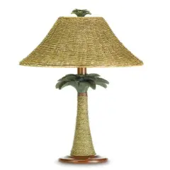 25.5" Palm Tree Rattan Lamp