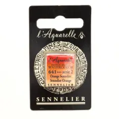 Sennelier French Artists' Watercolor Paint, Half Pan 641 Sennelier Orange