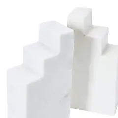 Hello Honey&reg; 6.5" Geometric Marble Bookend Set White