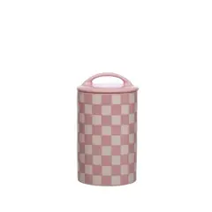 Checkered Ceramic Jar with Lid by Ashland&reg; Pink