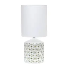 Simple Designs 18.5" Fresh Prints Table Lamp Gold and White Geometric Lines