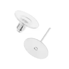 John Bead Must Have Findings 10mm Flat Earring Studs with Barrel Clutches Silver