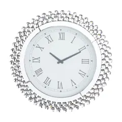 Silver MDF Glam Wall Clock, 20" x 2" x 20"