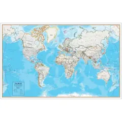 Hemispheres&reg; Contemporary Laminated Wall World Map