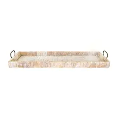 Hello Honey&reg; 3ft. Decorative Rattan Tray with Metal Handles Whitewashed