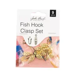 John Bead Must Have Findings 20mm Fish Hook Clasp Set, 9ct. Gold