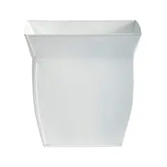8" White Fluted Metal Square Planter
