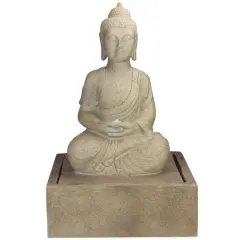 28" LED Lighted Praying Buddha Outdoor Water Fountain