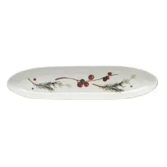 Hello Honey&reg; 14" Multicolor Oval Stoneware Dish with Seasonal Botanicals