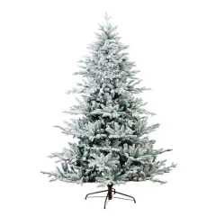 7ft. Pre-Lit Flocked Fir Artificial Christmas Tree, Warm White LED Lights 