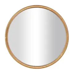 33" Brown Ribbed Wooden Wall Mirror