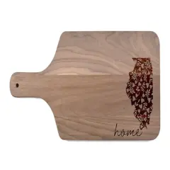 17" Floral Home State Walnut Paddle Cutting Board Illinois