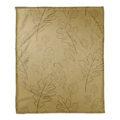 Mustard Yellow Leaf Patterned Coral Fleece Blanket