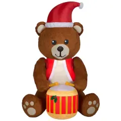 6ft. Airblown&reg; Animated Inflatable Mixed Media Drumming Teddy Bear