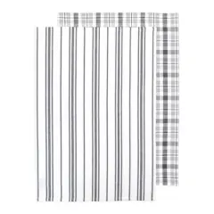 MUkitchen Stainless Steel Gray Farmhouse Kitchen Towels, 2ct.