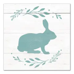 Teal Bunny Silhouette Canvas Art