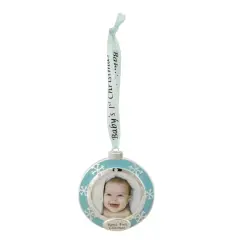 3" Blue & Silver "Baby's First Christmas" Framed Ornament