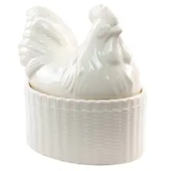 Martha Stewart 6" Cream Ceramic Rooster Baker