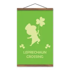 Leprechaun Crossing 12" x 18" Teak Hanging Canvas