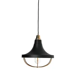 Hello Honey&reg; Robert Stevenson Lighting Presley Caged Trumpet Metal Ceiling Light Brushed Brass/Matte Black
