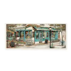 Stupell Industries European City Streets Traditional Restaurant Architecture Sidewalk Scene,7" x 17"