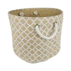 DII&reg; 12" Round Lattice Burlap Bin White