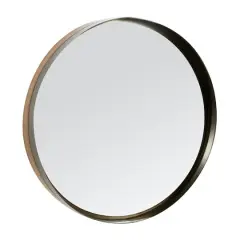 32" Black & Brown Metal Modern Wall Mirror