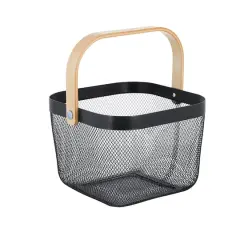 Simplify Gray Mesh Tote with Bamboo Handle