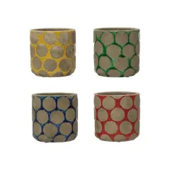 Hello Honey&reg; 5'' Terra-Cotta Planter with Wax Relief Dots Set, 4ct.