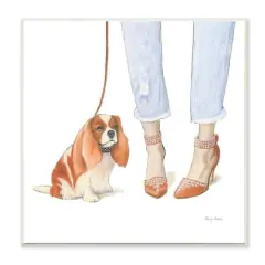 Stupell Industries Orange & White Dog Walk with Glam Sparkle Heels Wall Plaque