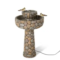 Glitzhome&reg; 2ft. 2-Tier Stone-Like Outdoor Birdbath Fountain
