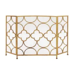Gold Metal Contemporary Fireplace Screen, 35" x 50" x 1"