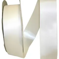 JAM Paper 1.5"x 50yd. Double Face Satin Ribbon Ivory