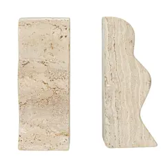 Hello Honey&reg; 6" Natural Travertine Wave Bookends Set