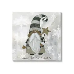 Stupell Industries Gnome For Holidays Snowflakes Canvas Wall Art