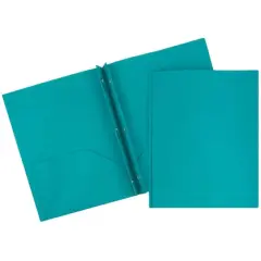 JAM Paper 9.5" x 11" Plastic 2 Pocket School POP Folders with Clasps, 6ct. Teal Blue
