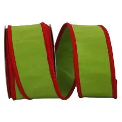 Reliant 2.5" x 10yd. Lime & Red Deluxe Dupioni Folded Wire Ribbon