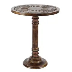 Brown Mango Wood Traditional Accent Table, 21" x 17" x 17"