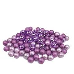 96ct. 1.5" Purple Shatterproof Plastic Ball Ornaments