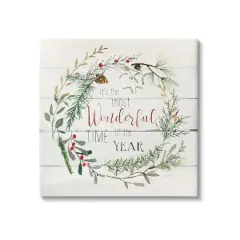 Stupell Industries Most Wonderful Time of Year Wreath Canvas Wall Art