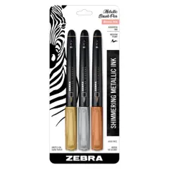 Zebra 3 Color Metallic Brush Pen Set