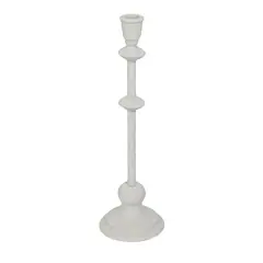 Hello Honey&reg; Antique White Sand Finish Tall Metal Taper Candle Holder