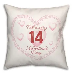Valentine's Day Calendar Wreath Throw Pillow