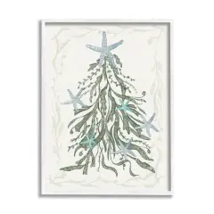Stupell Industries Nautical Christmas Tree Sea Life Framed Giclee Art White